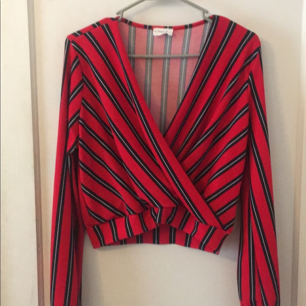 Red striped crop top NWOT